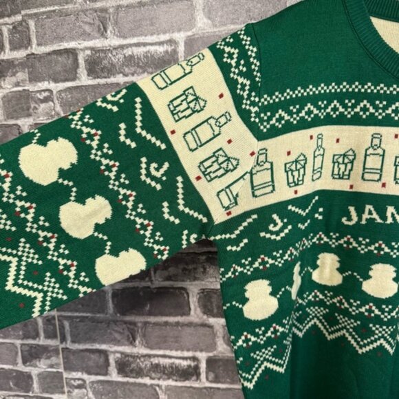 NWT Jameson Whiskey The Merry Duo Christmas sweater green printed acrylic - Picture 7 of 12